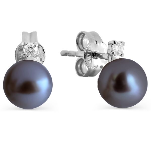 Damen Ohrstecker mit Schwarzen Perlen aus Sterling Silber jetzt kaufen bei online Juwelier - Zolotoy-mir.de - Foto №1 Damen Ohrstecker mit Schwarzen Perlen aus Sterling Silber jetzt kaufen bei online Juwelier - Zolotoy-mir.de - Foto №1