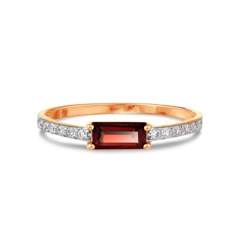 Damen Ring 585 Rotgold Granat und Zirkonia - Foto №1