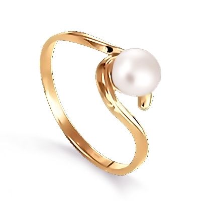 Кольцо с жемчугом из красного золота 585 пробы - Фото №1