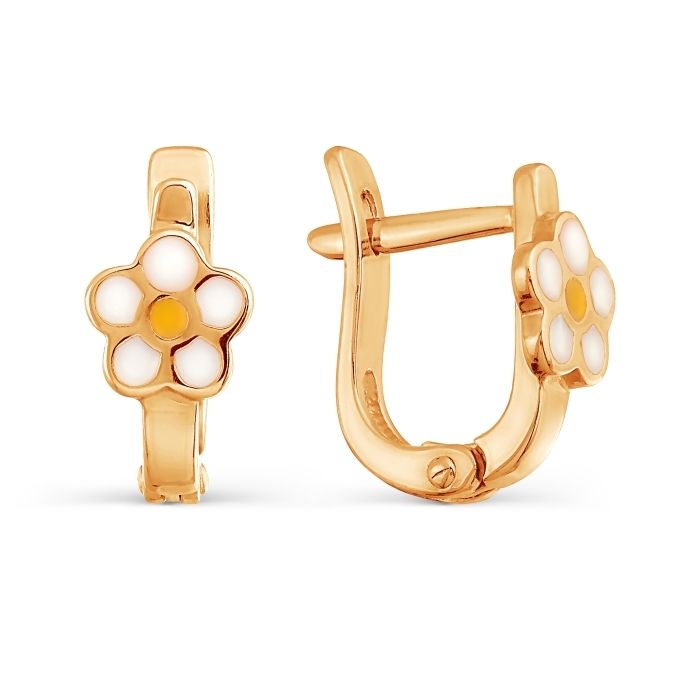 Ohrringe für Kinder 585 Rotgold Emaille - Foto №1 Ohrringe für Kinder 585 Rotgold Emaille - Foto №1