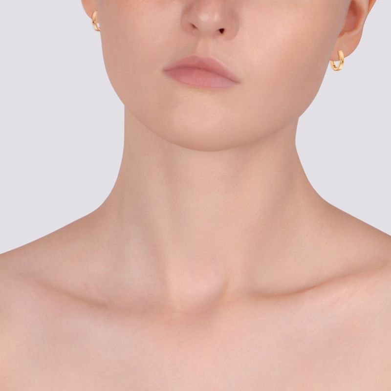 Damen Ohrringe "Blatt" 375 Rotgold Klappcreolen - Foto №4