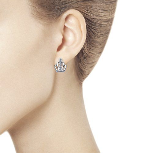 Ohrringe "Krone" 925 Silber mit Zirkonia - Foto №2 Ohrringe "Krone" 925 Silber mit Zirkonia - Foto №2