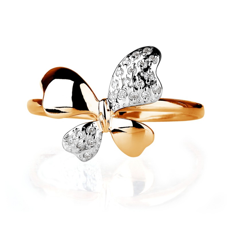 Кольцо с бриллиантами из красного золота 585 пробы - Фото №1