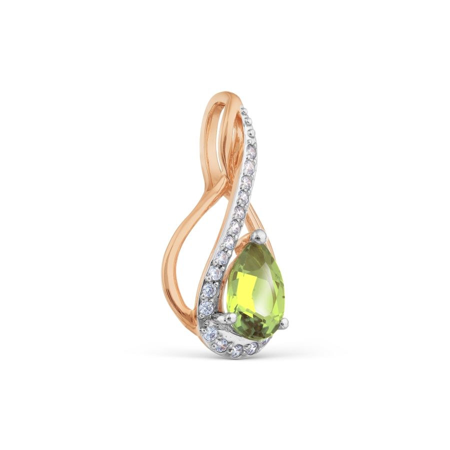 Anhänger mit Chrysolite und Zirkonia - Foto №1 Anhänger mit Chrysolite und Zirkonia - Foto №1