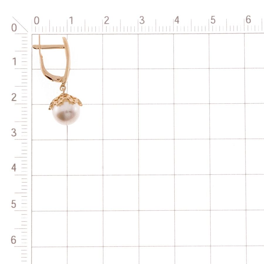 Ohrringe mit Perlen 585 Rotgold - Foto №1 Ohrringe mit Perlen 585 Rotgold - Foto №1