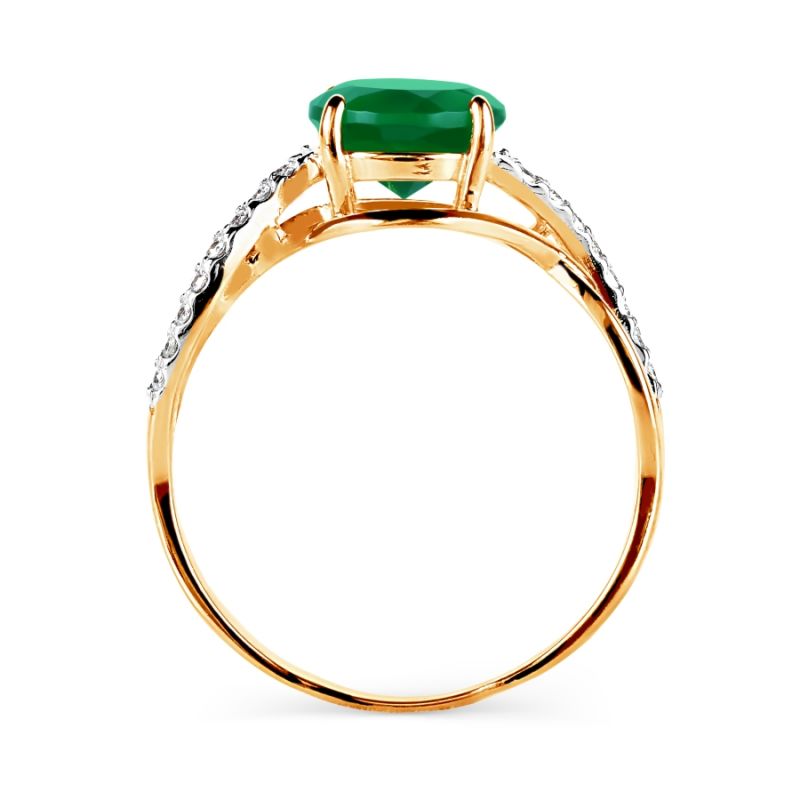 Кольцо с ониксом и фианитами из красного золота 585 пробы - Фото №2 Кольцо с ониксом и фианитами из красного золота 585 пробы - Фото №2