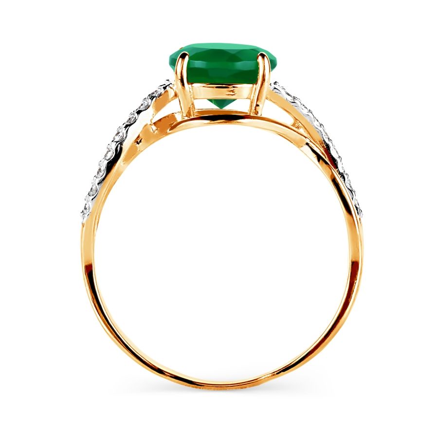 Кольцо с ониксом и фианитами из красного золота 585 пробы - Фото №2 Кольцо с ониксом и фианитами из красного золота 585 пробы - Фото №2