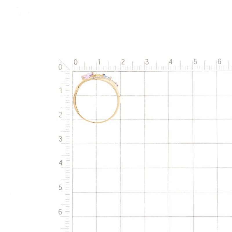 Кольцо из золота с топазом, хризолитом, аметистом и фианитами - Фото №2