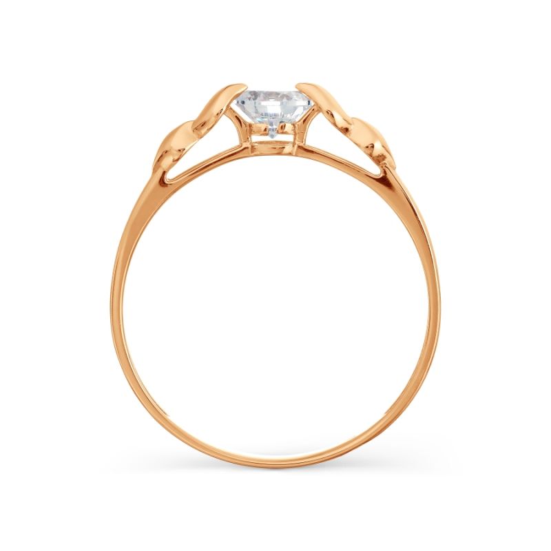 Кольцо с фианитом из красного золота 585 пробы - Фото №2