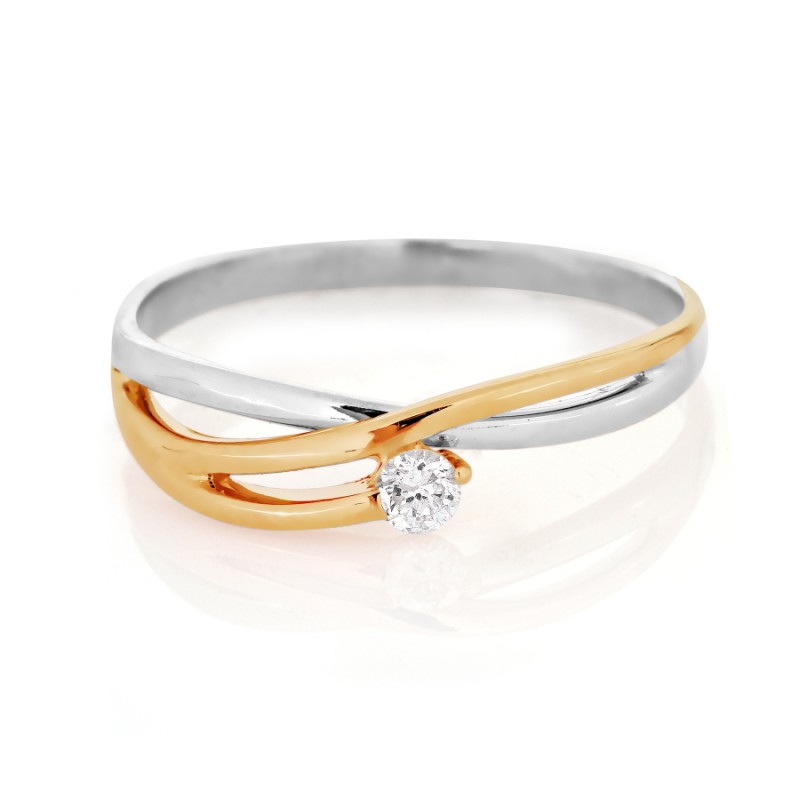 Damen Ring mit Brillant 585 Rotgold Bicolor - Foto №1