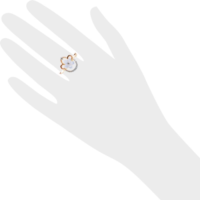 Кольцо с перламутром и фианитами золото 585 пробы - Фото №2