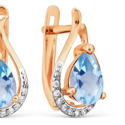 Damen Ohrringe mit Topase und Zirkonia 585 Rotgold - Foto №1