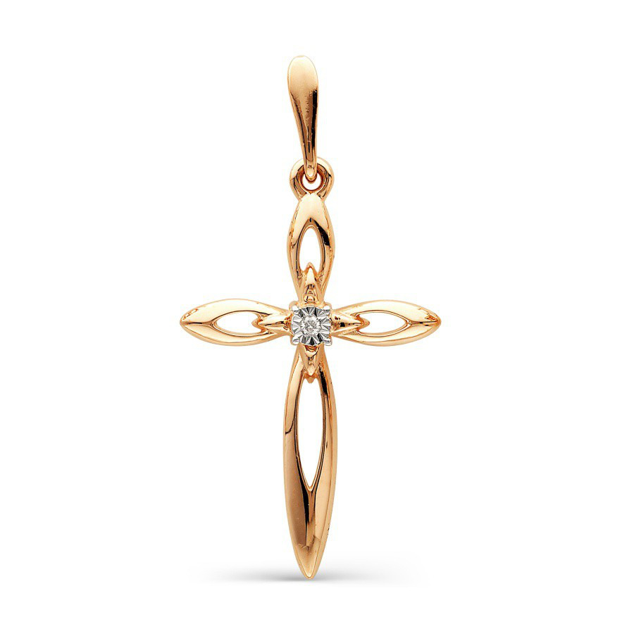 Kreuz Anhänger mit Brillant 585 Rotgold Kreuz Anhänger mit Brillant 585 Rotgold