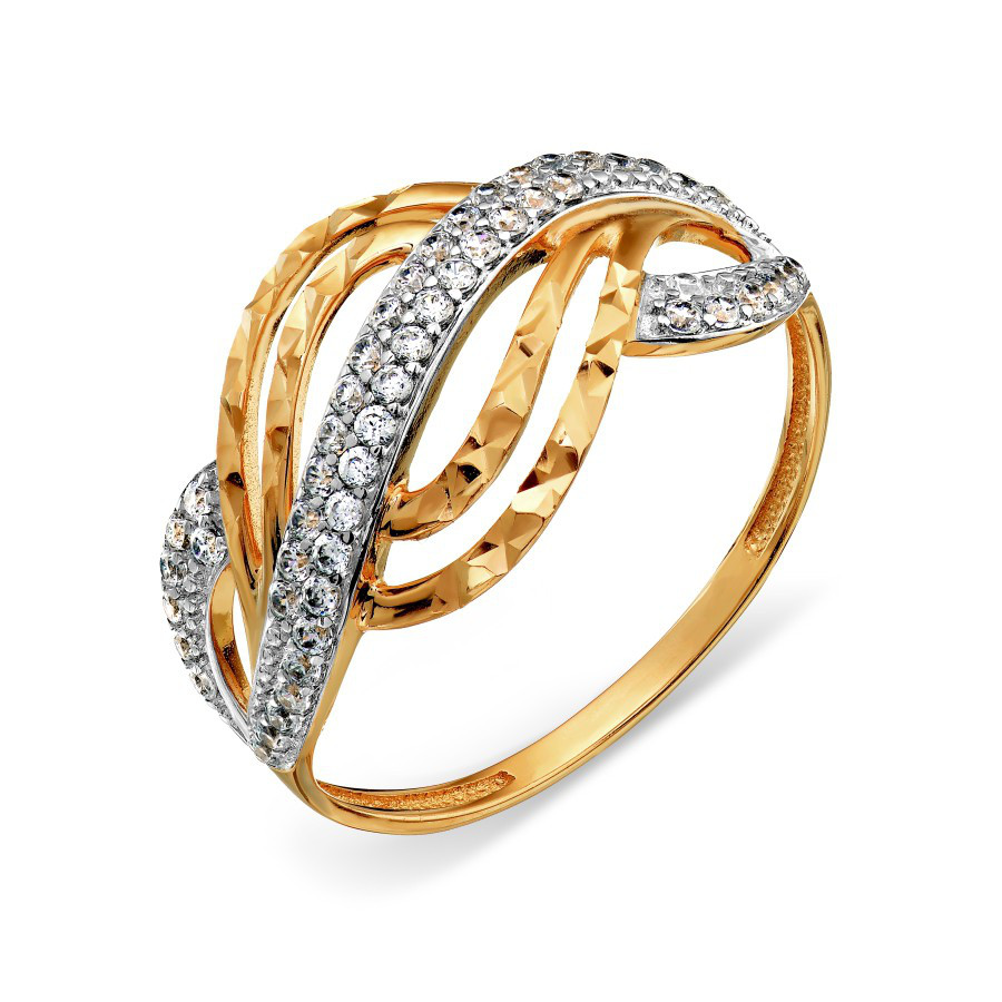 Кольцо из красного золота 585 пробы с фианитами