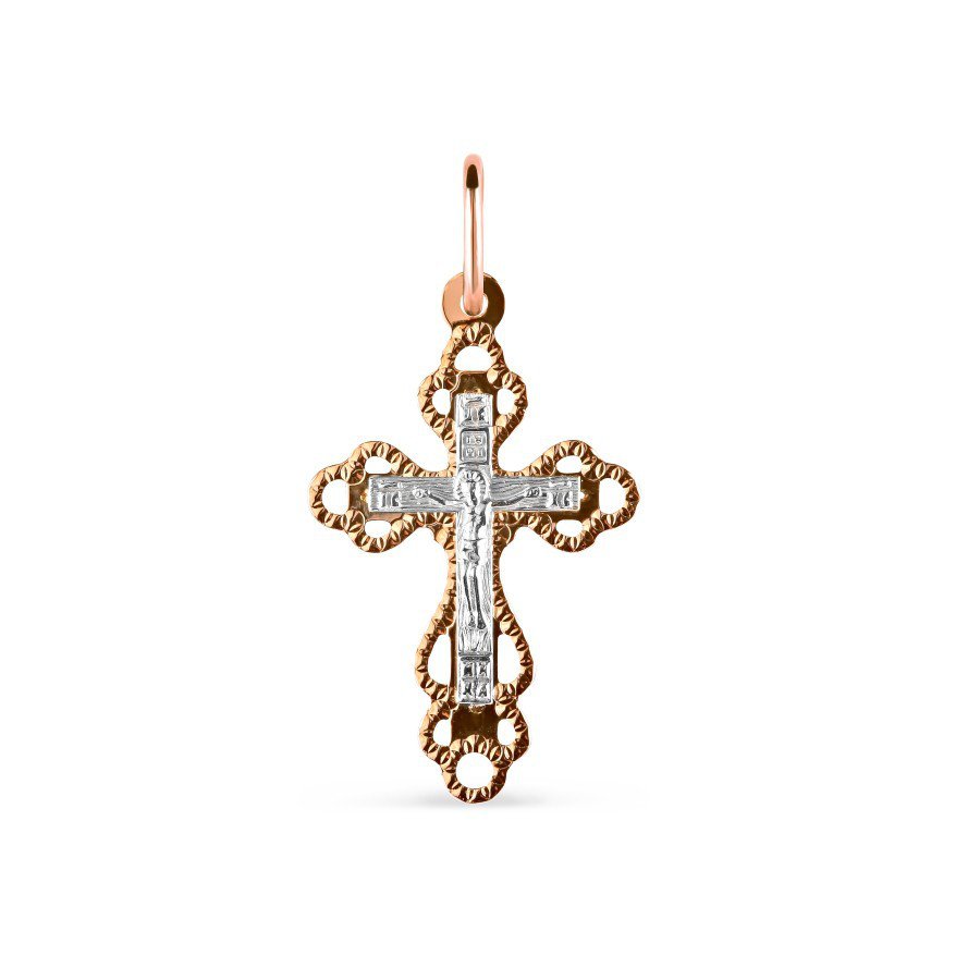 Kreuz Anhänger filigran 585 Rotgold