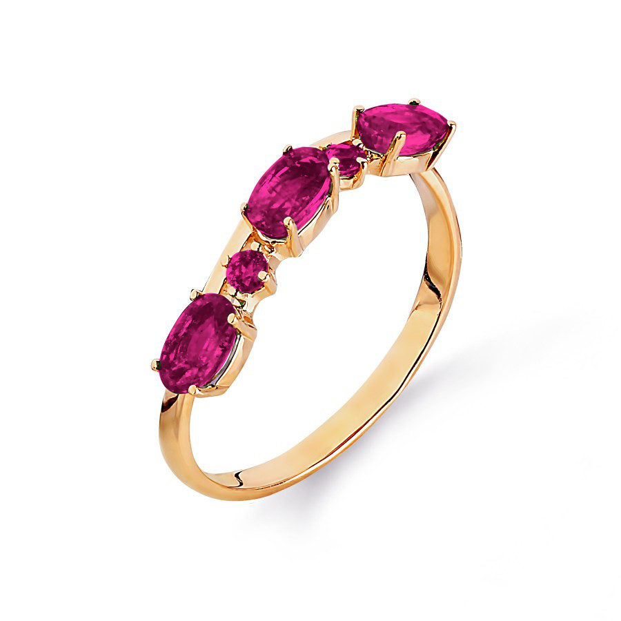 Кольцо с рубинами из красного золота 585 пробы