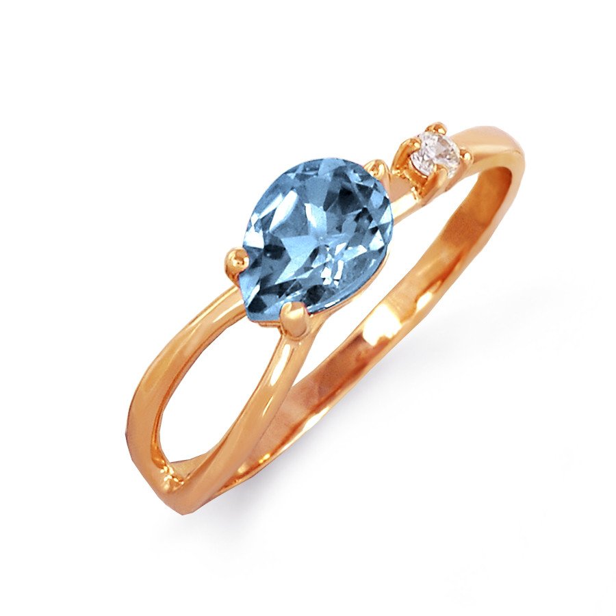 Damen Ring mit Topas und Zirkonia | 585 Rotgold