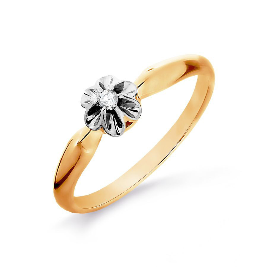 Goldring mit Brillant Bicolor