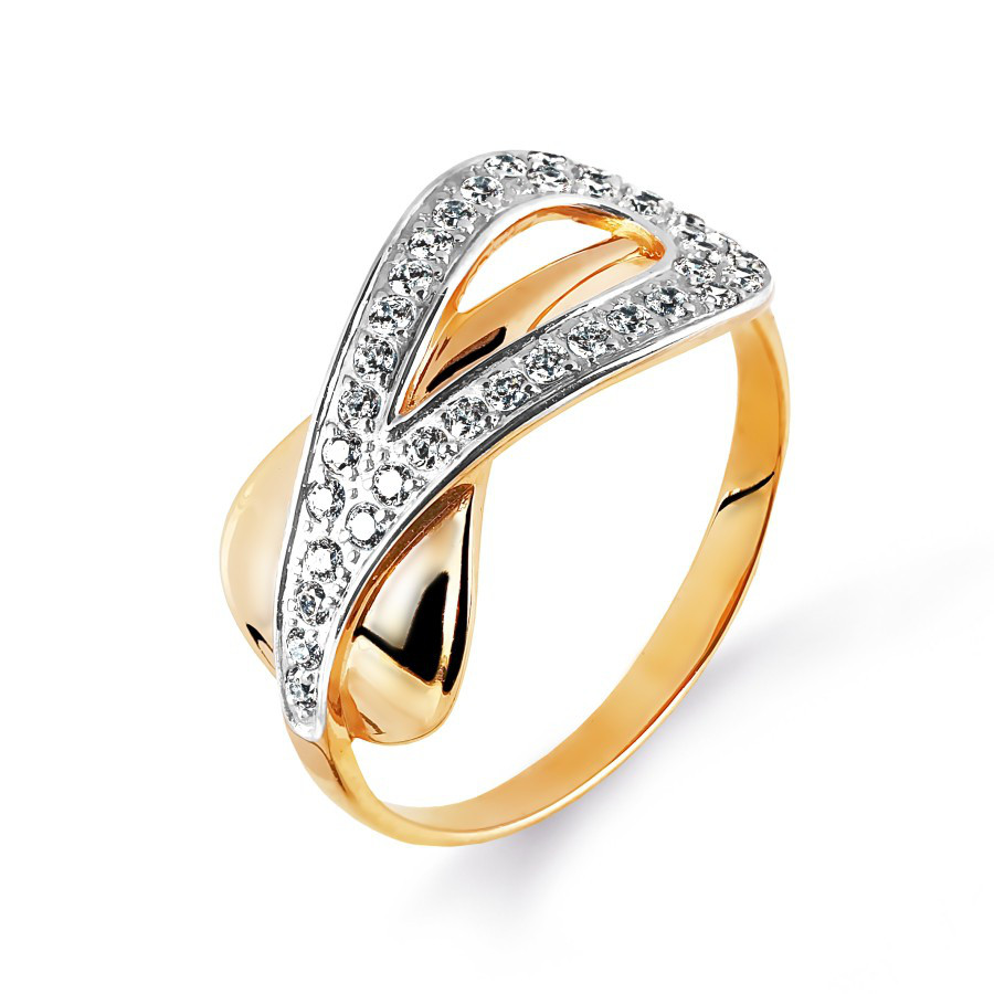 Damen Ring mit 36 Zirkonia 585 Rotgold