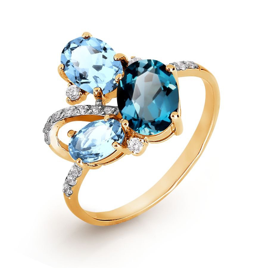 Damen Ring mit Topase und Zirkonia 585 Rotgold