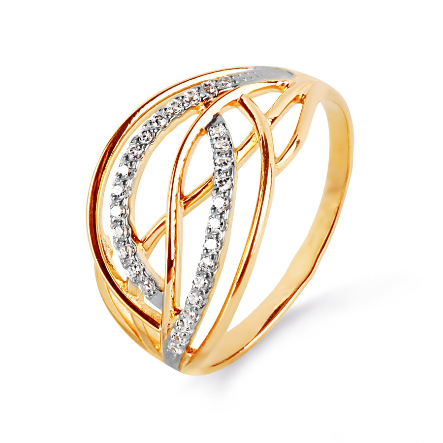 Кольцо с 28 фианитами из красного золота 375 пробы