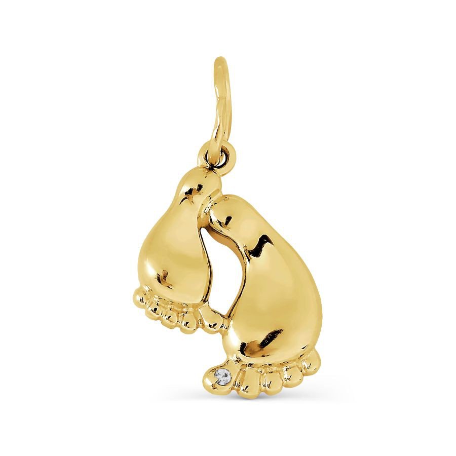 Anhänger Füsschen mit Zirkonia aus Gelbgold