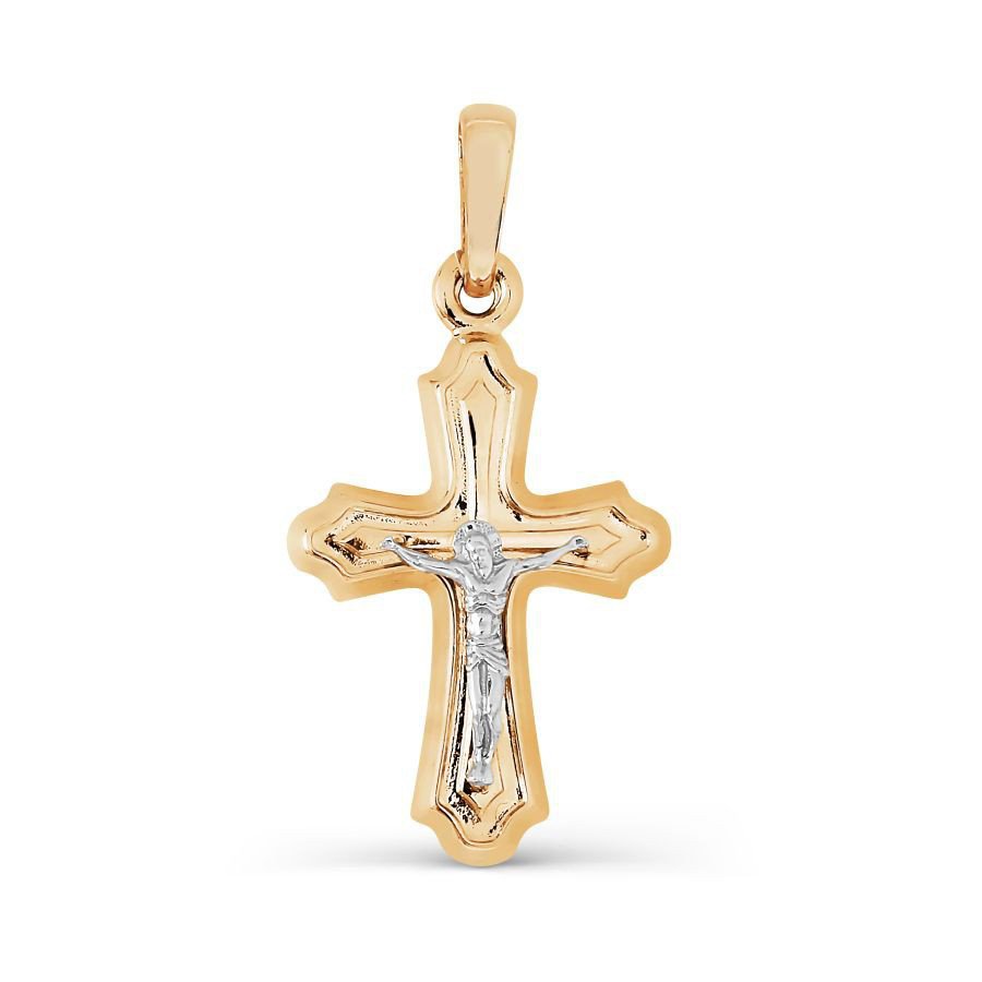 Kreuz Anhänger 585 Rotgold Weißgold