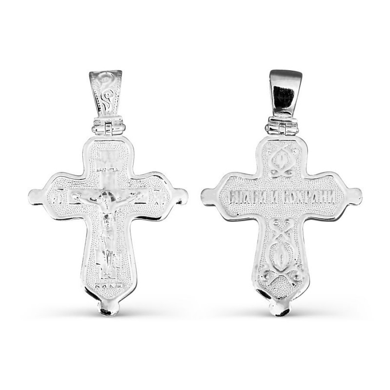 Крестик "Спаси и Сохрани" православный из серебра 925