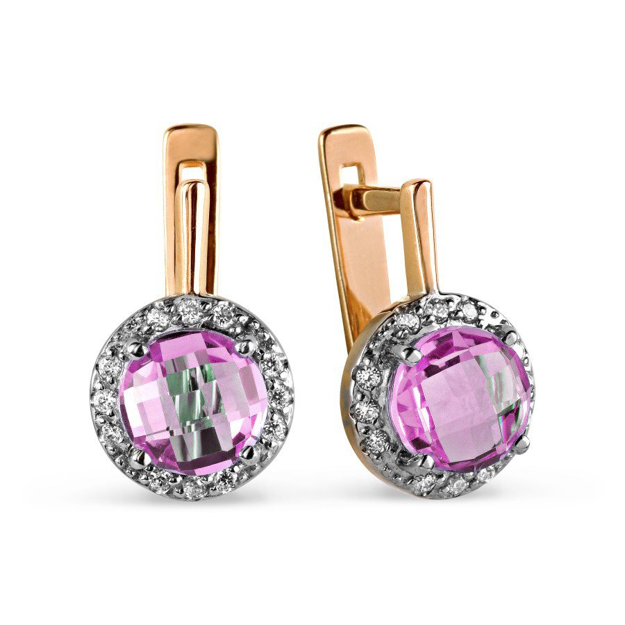 Ohrringe mit Amethysten und Zirkonia | 585 Rotgold
