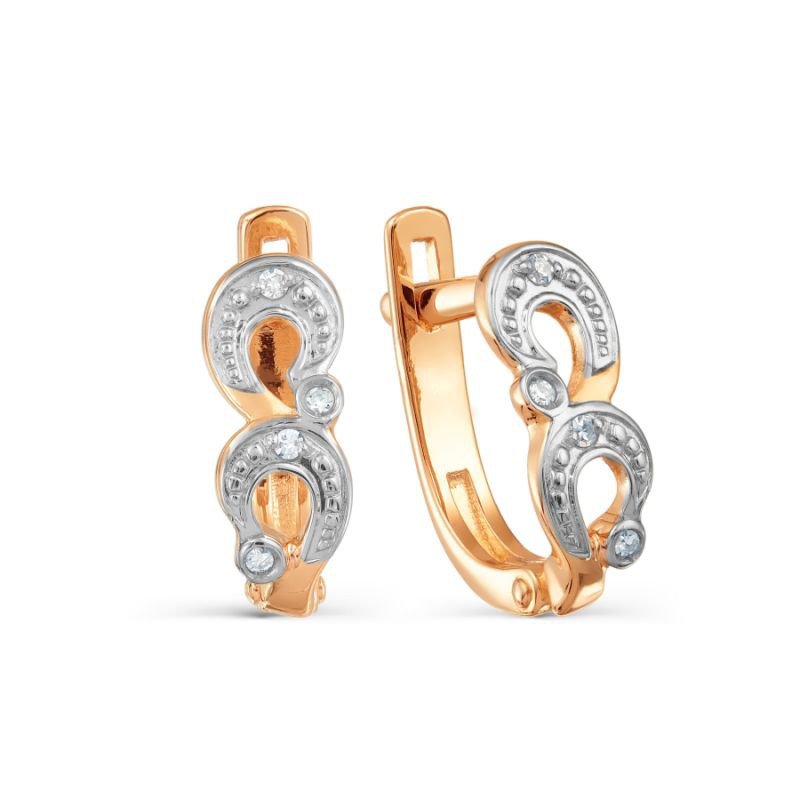 Ohrringe mit Brillanten 585 Rotgold Bicolor