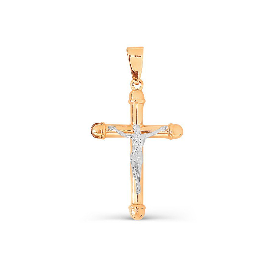 Kreuz Anhänger mit Jesus 585 Rotgold Weißgold Orthodox