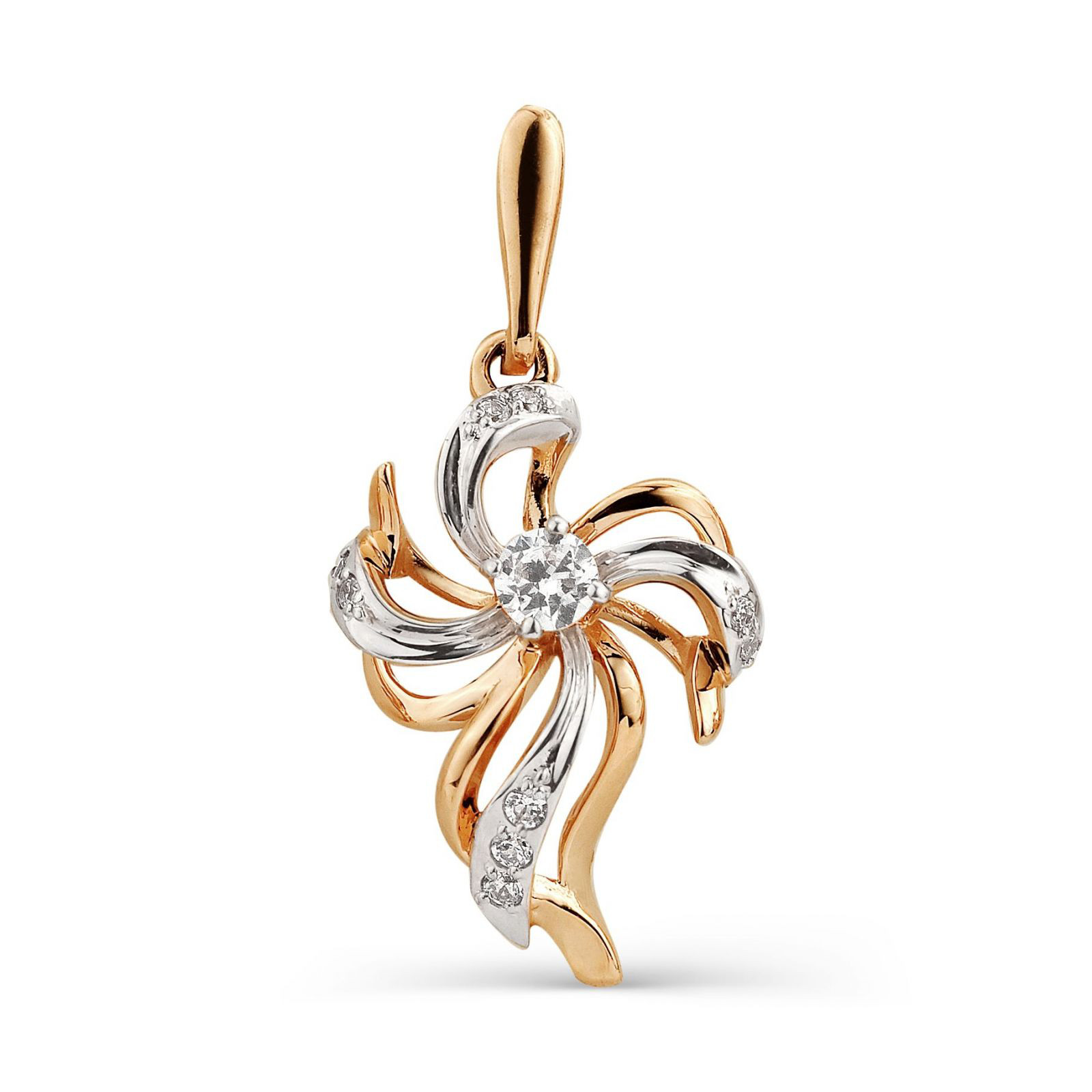 Подвеска с фианитом из красного золота 585 пробы Подвеска с фианитом из красного золота 585 пробы