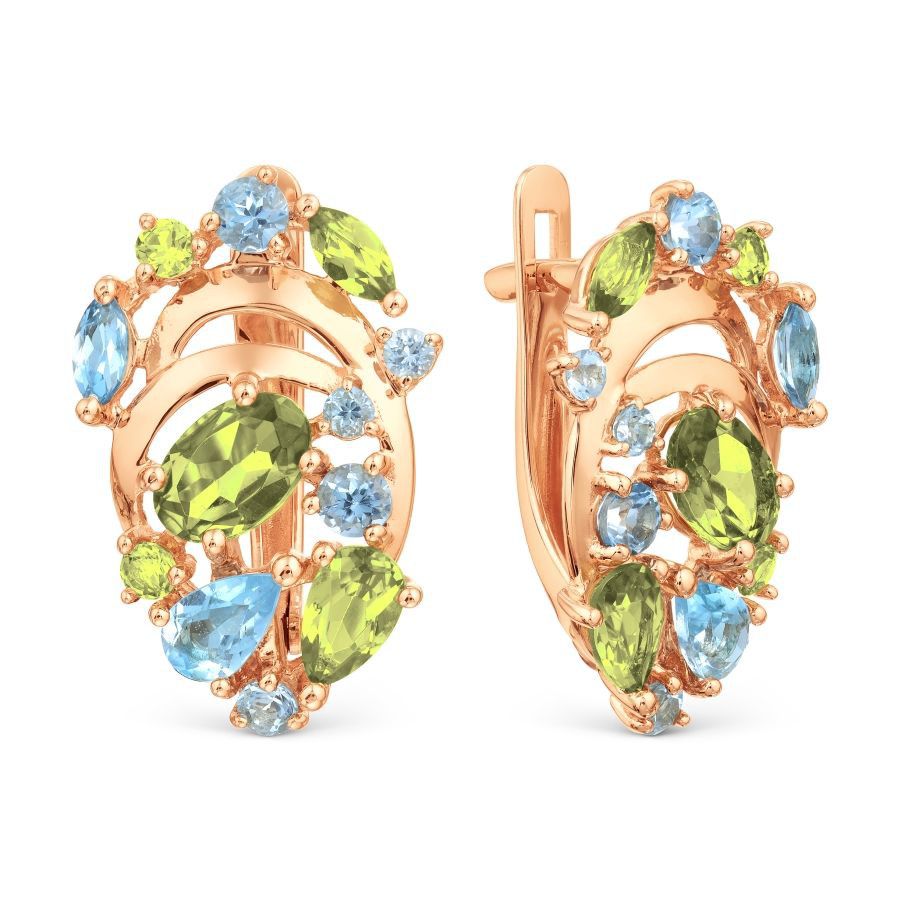 Серьги с топазами и хризолитами Серьги с топазами и хризолитами