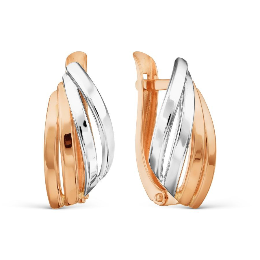 Damen Ohrringe - 585 Rotgold Bicolor Damen Ohrringe - 585 Rotgold Bicolor