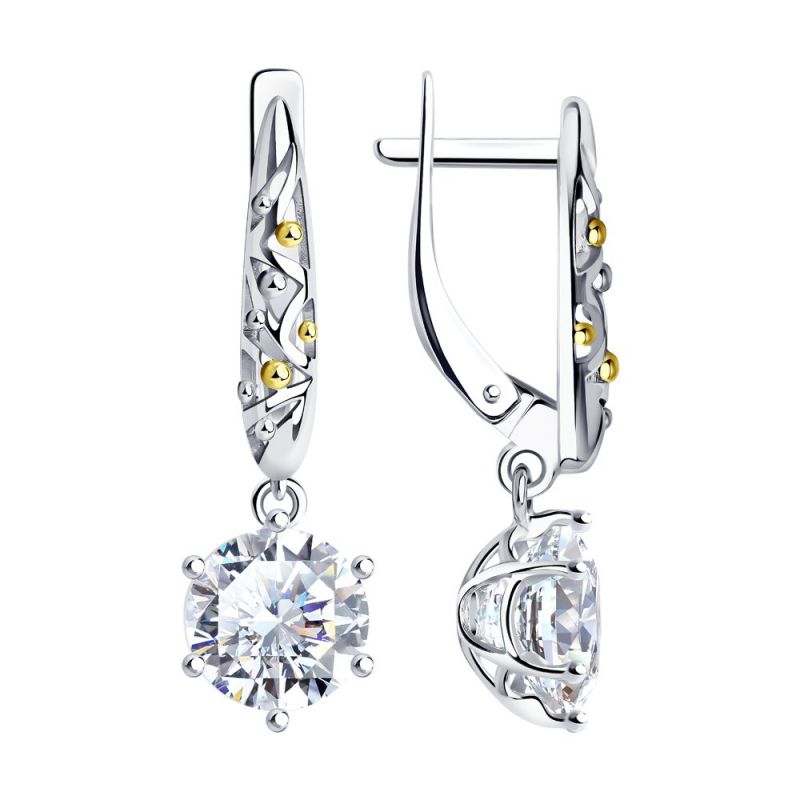 Серьги из серебра 925 пробы с горным хрусталем