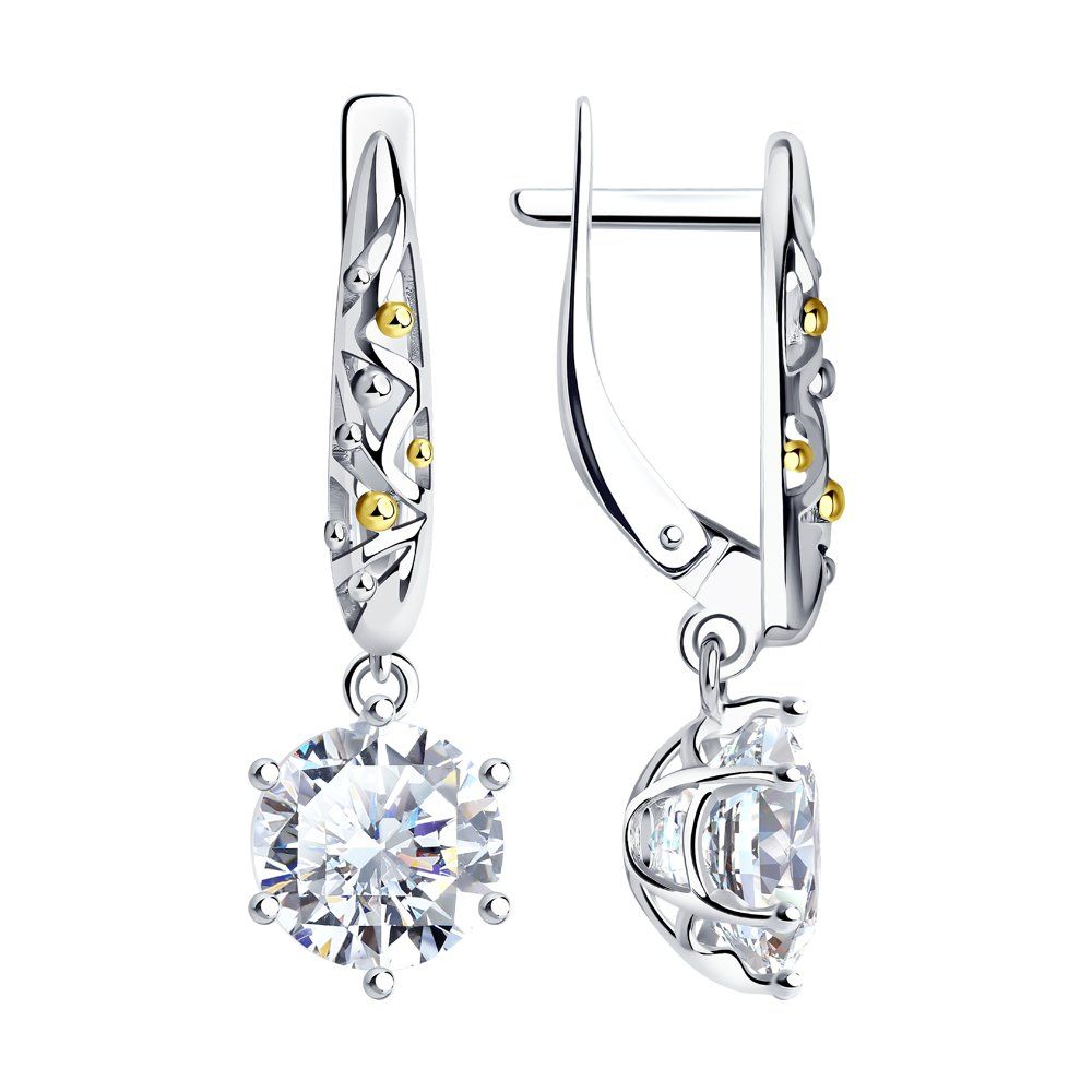 Серьги из серебра 925 пробы с горным хрусталем Серьги из серебра 925 пробы с горным хрусталем