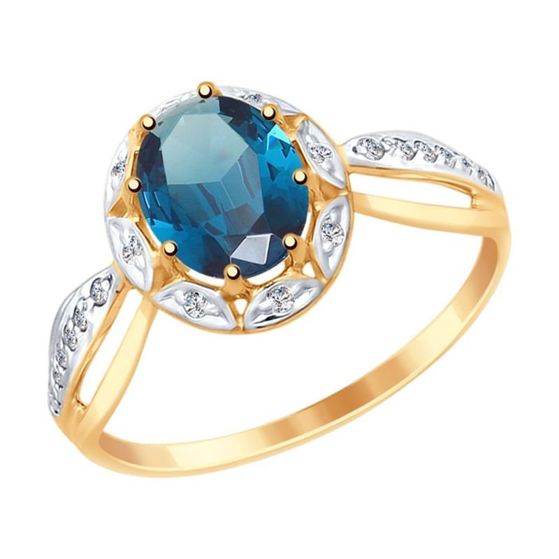 Damen Ring mit Topas und Zirkonia | 375 Rotgold