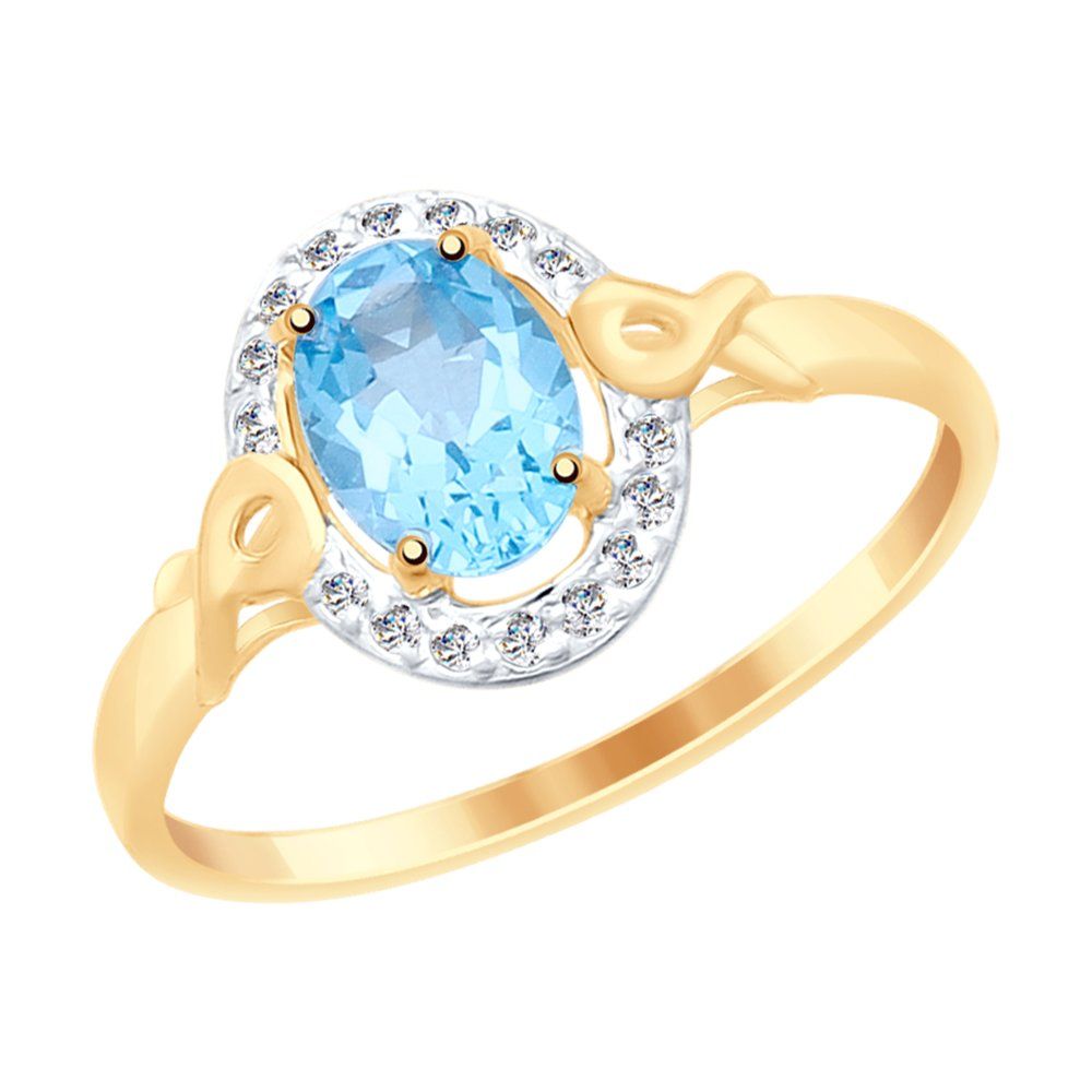 Damen Ring mit Topas und Zirkonia | 375 Rotgold