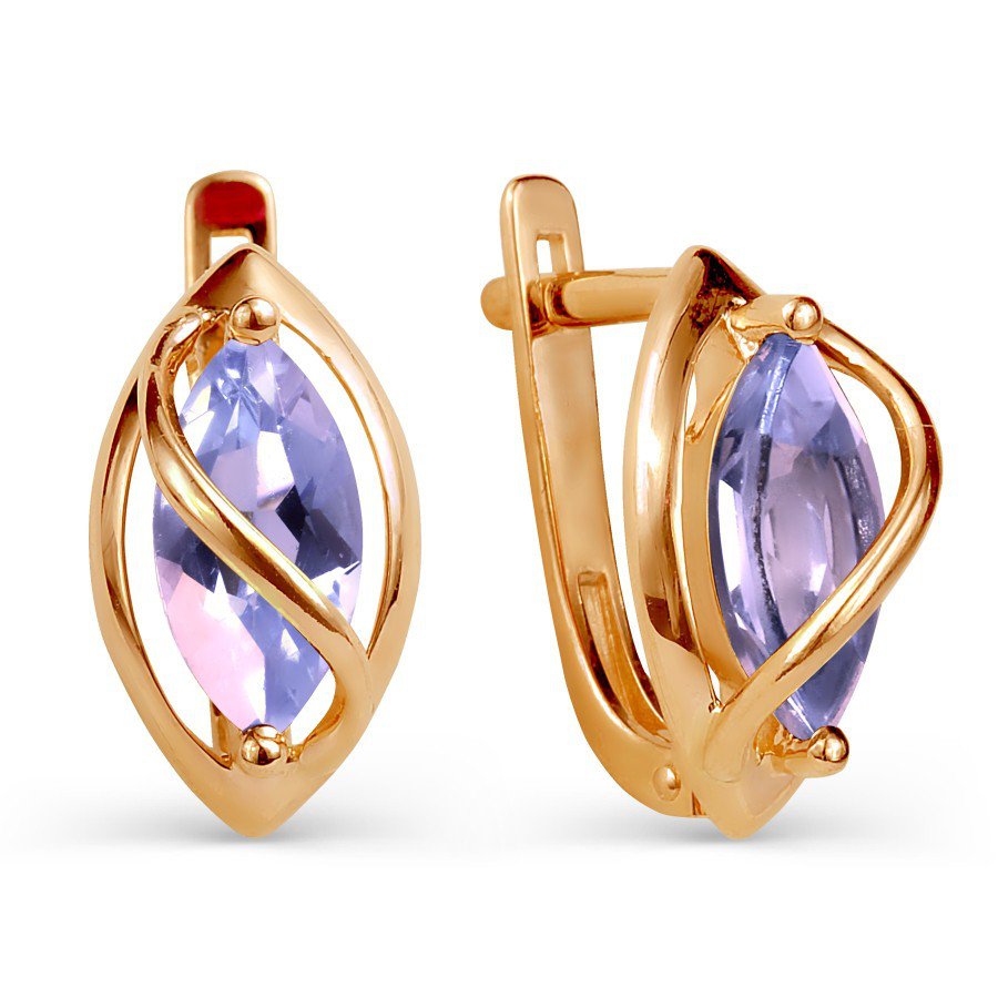 Damen Ohrringe 585 Rotgold Amethyst
