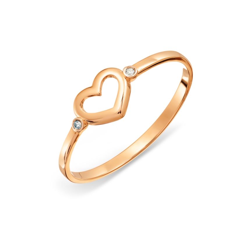 Кольцо Сердечко из золота 375 пробы с бриллиантами Кольцо Сердечко из золота 375 пробы с бриллиантами