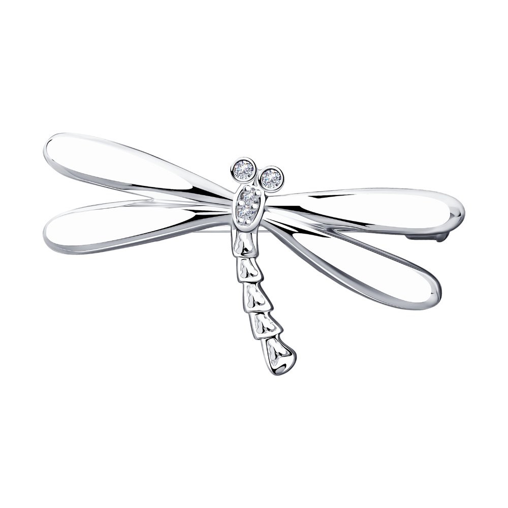 Brosche Libelle mit Zirkonia - 925 Silber