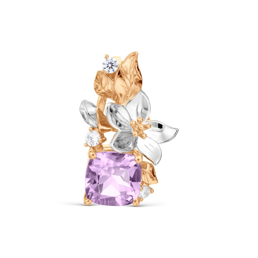 Kettenanhänger mit Amethyst und Zirkonia - 585 Rotgold Kettenanhänger mit Amethyst und Zirkonia - 585 Rotgold
