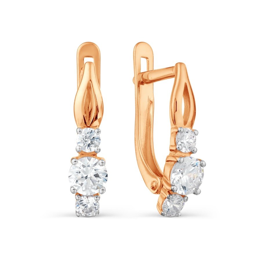 Серьги с фианитами из золота 585 пробы