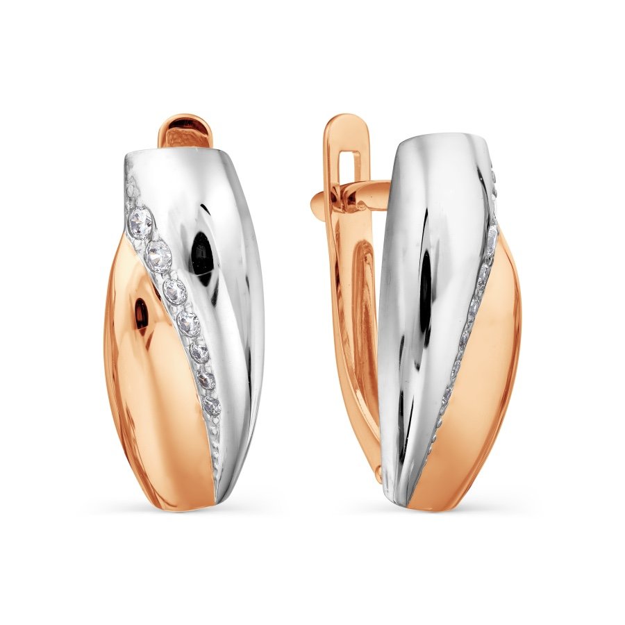 Damen Ohrringe 585 Rotgold mit Zirkonia Bicolor