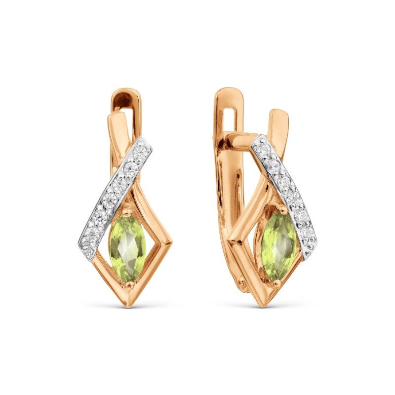 Ohrringe 585 Rotgold Peridot und Zirkonia