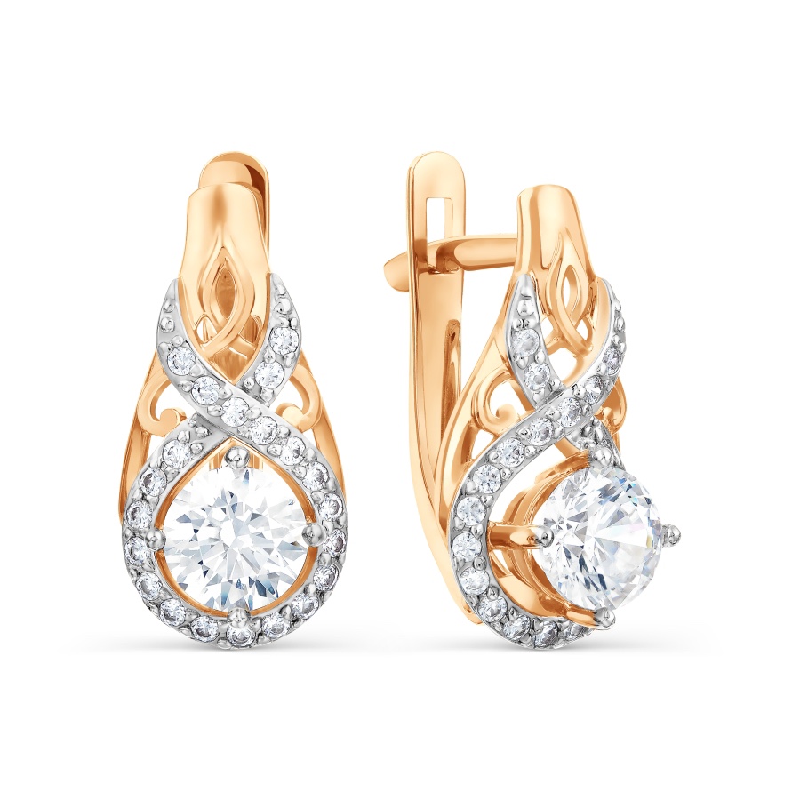 Damen Ohrringe 585 Rotgold mit Zirkonia Damen Ohrringe 585 Rotgold mit Zirkonia