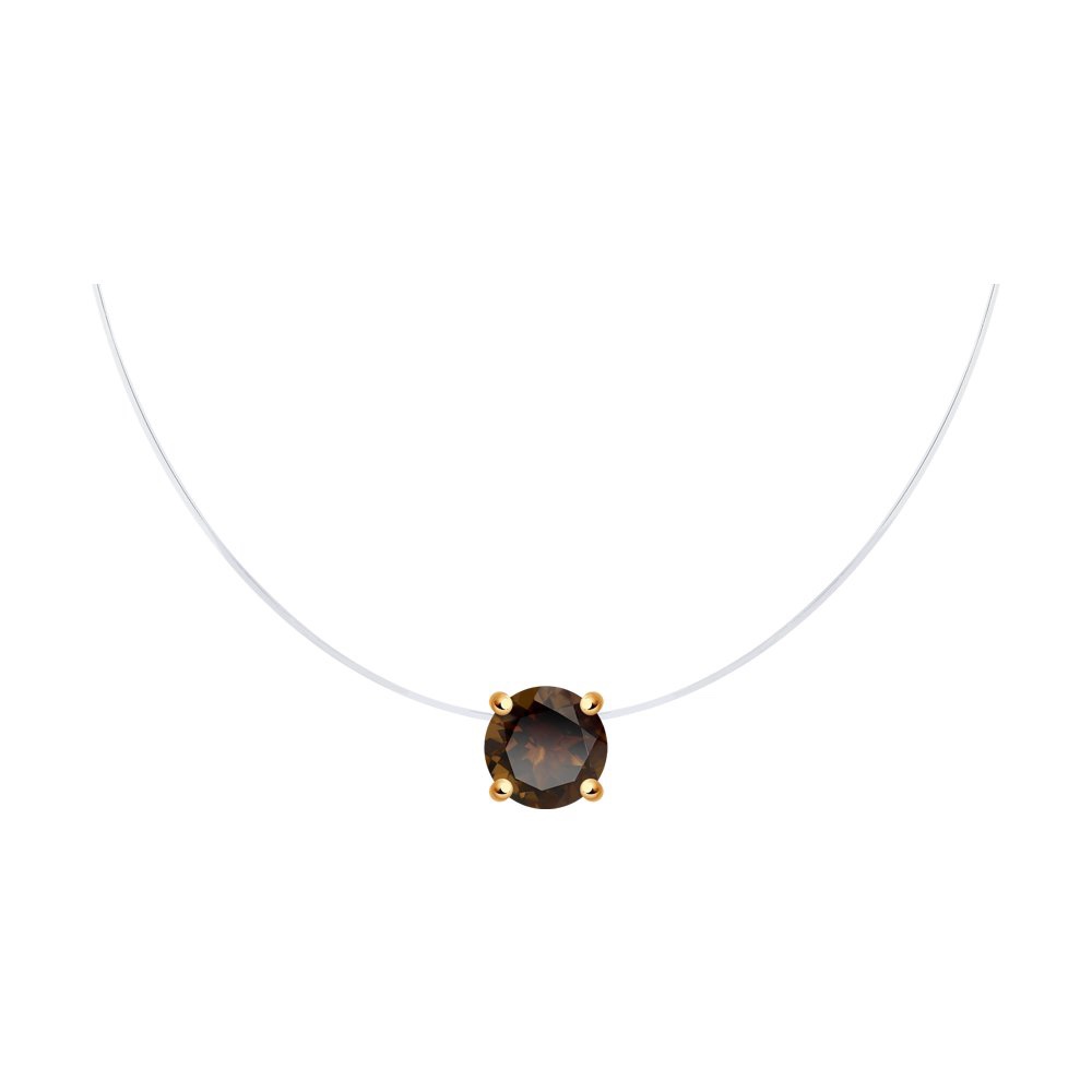 Колье из русского золочёного серебра 925 пробы с раухтопазом