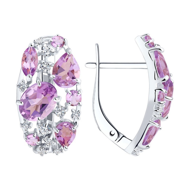 Ohrringe mit Amethyst und Zirkonia 925 Silber