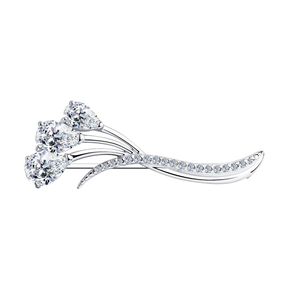 Brosche mit Zirkonia 925 Silber