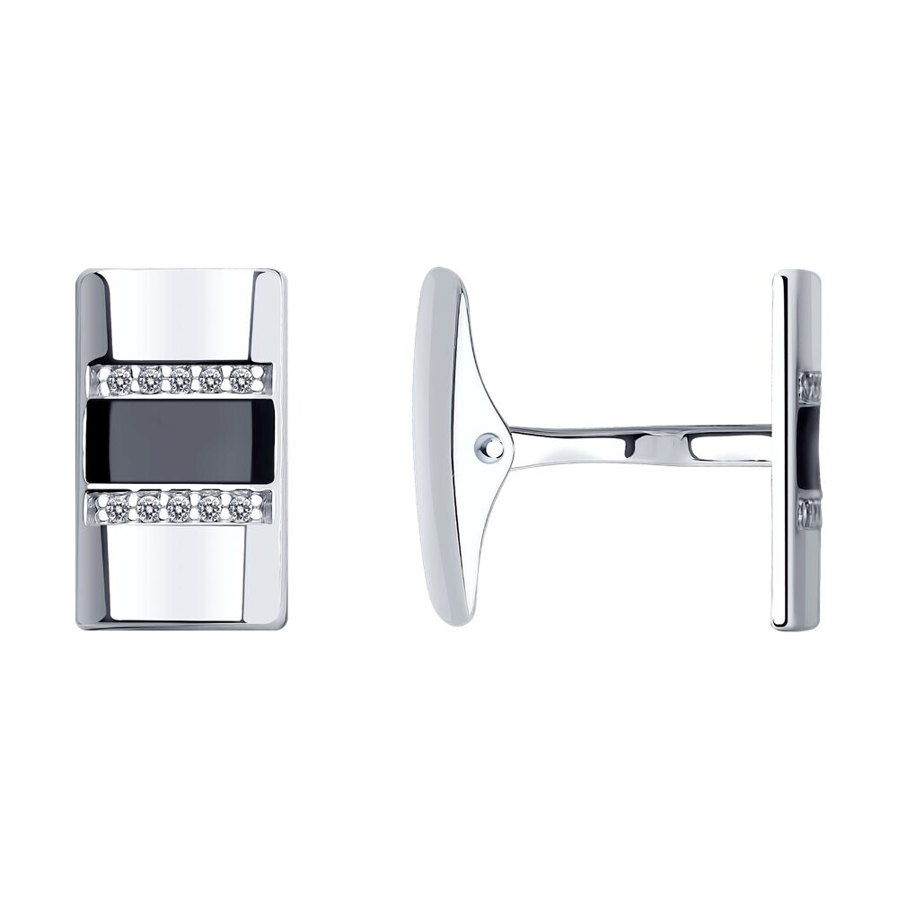 Manschettenknöpfe mit Zirkonia 925 Silber Emaille